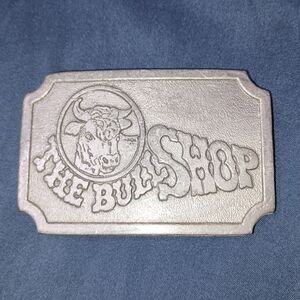 Mens Vintage Hit Line USA "The Bull Shop" Pewter Belt Buckle